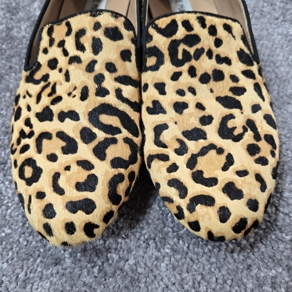 Steve Madden Smile Leopard Print Calf Hair Tan Slip On Loafers Chic Preppy - Picture 4 of 11